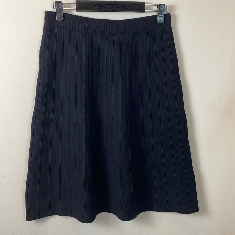 Jules & Leopold Black Rib Knit A Line Skirt Size S